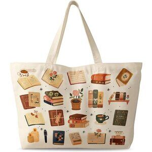 Large Tote Bag for Women Book Coffee
